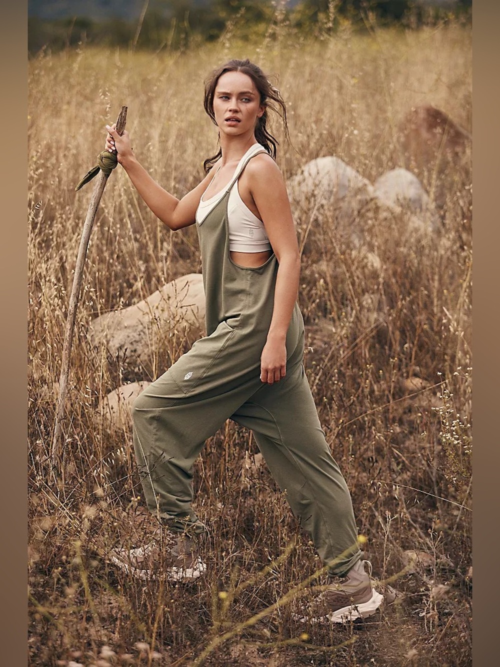 Free People Olive Green Utility Jumpsuit